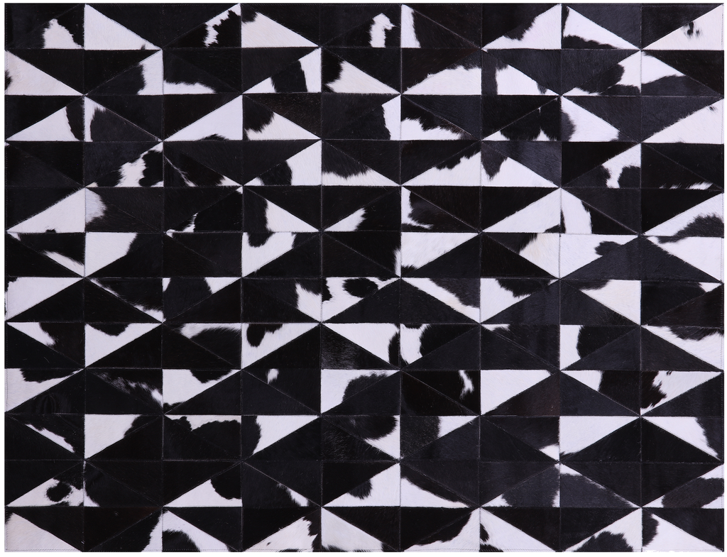 Black & White Natural Cowhide Hand Stitched Rug - Manhattan Rugs