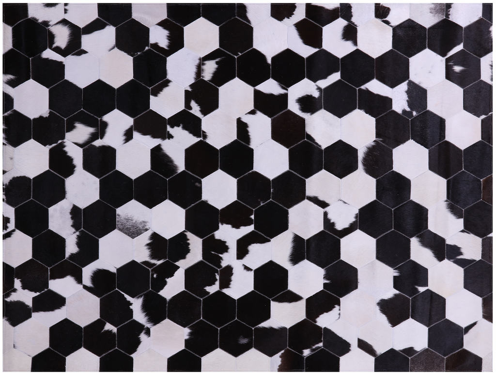 Black & White Natural Cowhide Hand Stitched Rug - Manhattan Rugs