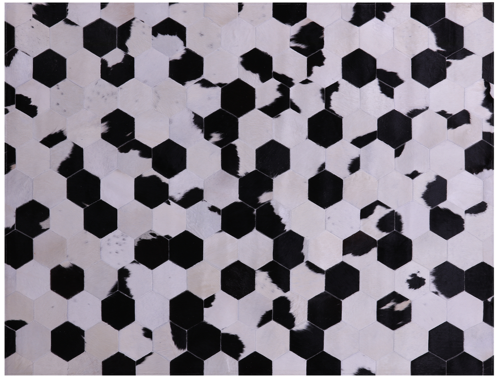 Black & White Natural Cowhide Hand Stitched Rug - Manhattan Rugs