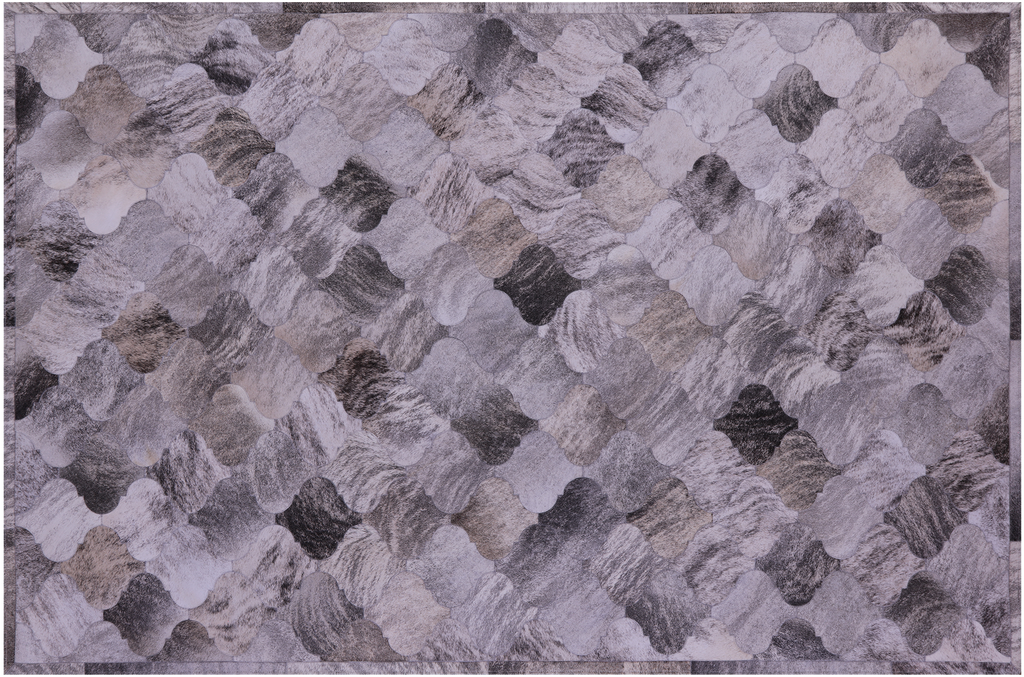Lantern Tile Grey Brindle Natural Cowhide Hand Stitched Rug - Manhattan Rugs