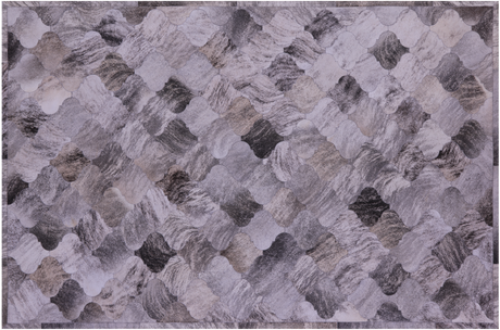 Lantern Tile Grey Brindle Natural Cowhide Hand Stitched Rug - Manhattan Rugs