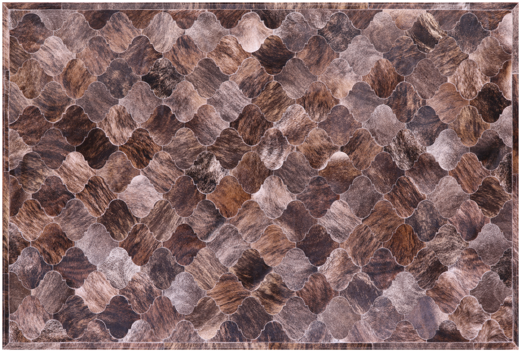 Lantern Tile Brown Brindle Natural Cowhide Hand Stitched Rug - Manhattan Rugs
