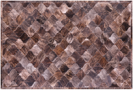 Lantern Tile Brown Brindle Natural Cowhide Hand Stitched Rug - Manhattan Rugs