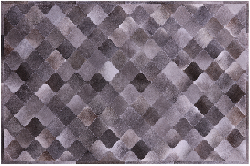 Lantern Tile Grey Natural Cowhide Hand Stitched Rug - Manhattan Rugs