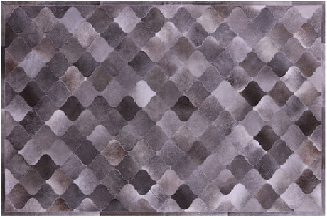 Lantern Tile Grey Natural Cowhide Hand Stitched Rug - Manhattan Rugs