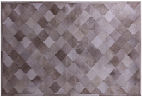Lantern Tile Brown Natural Cowhide Hand Stitched Rug - Manhattan Rugs