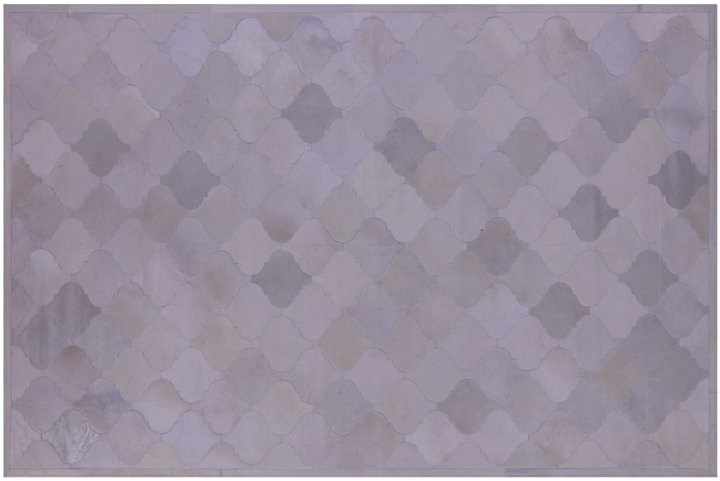 Lantern Tile White Champagne Natural Cowhide Hand Stitched Rug - Manhattan Rugs