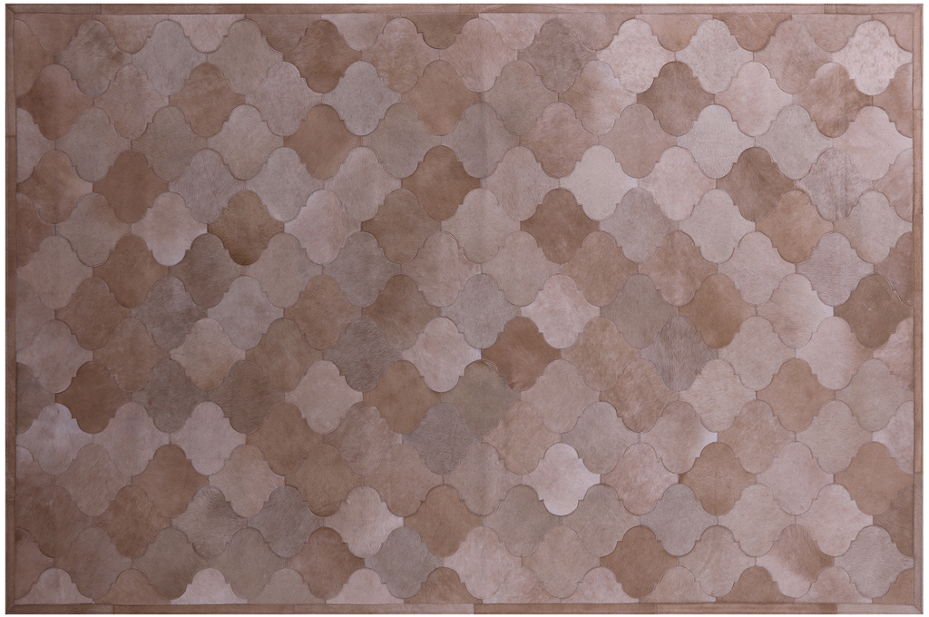 Lantern Tile Brown Natural Cowhide Hand Stitched Rug - Manhattan Rugs