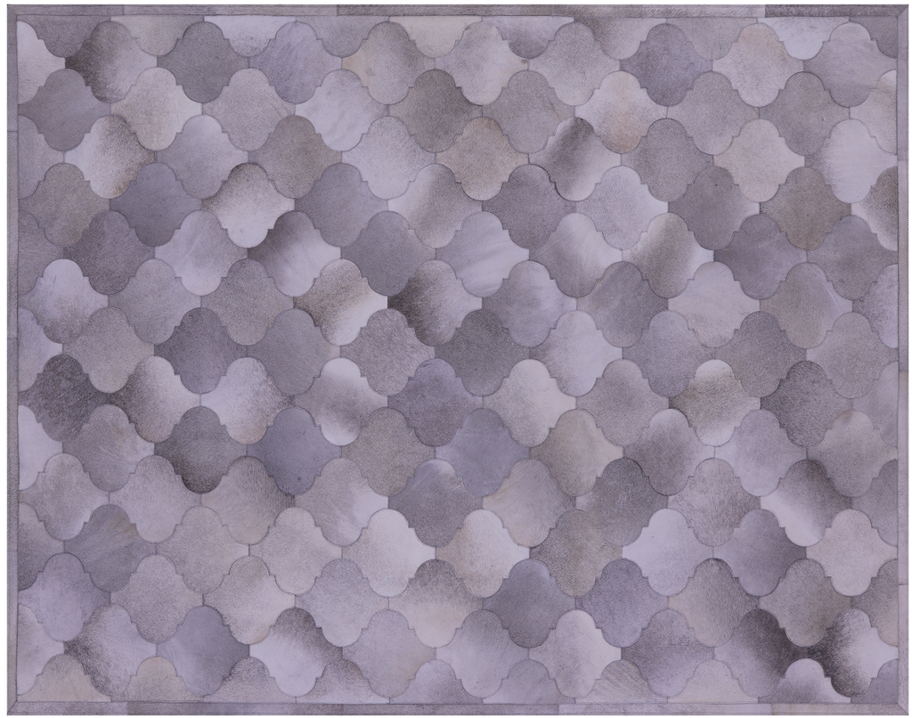 Lantern Tile Grey Natural Cowhide Hand Stitched Rug - Manhattan Rugs