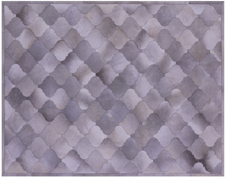 Lantern Tile Grey Natural Cowhide Hand Stitched Rug - Manhattan Rugs