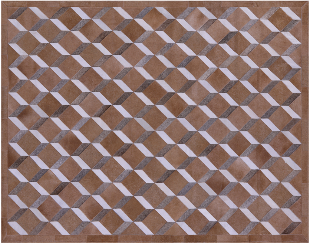 Brown & White Natural Cowhide Hand Stitched Rug - Manhattan Rugs