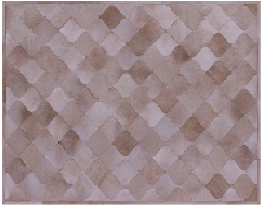 Lantern Tile Taupe Natural Cowhide Hand Stitched Rug - Manhattan Rugs