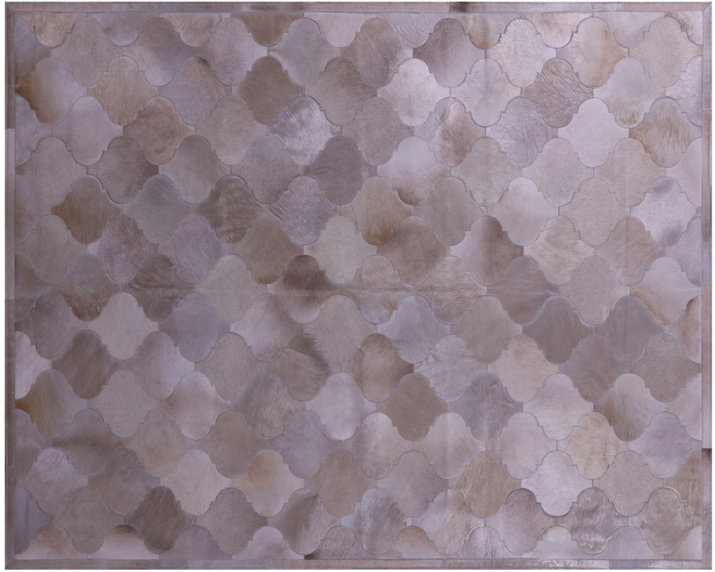 Lantern Tile Taupe Natural Cowhide Hand Stitched Rug - Manhattan Rugs