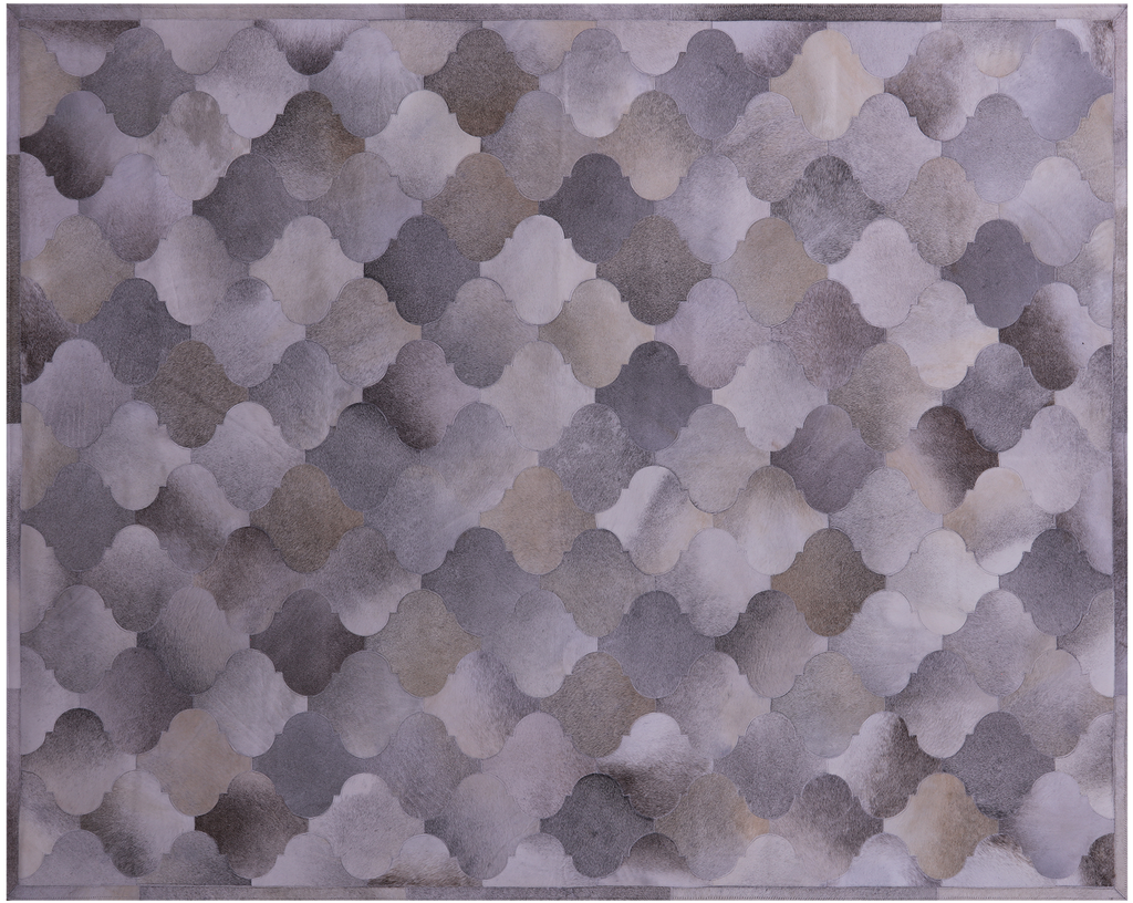 Lantern Tile Grey Natural Cowhide Hand Stitched Rug - Manhattan Rugs