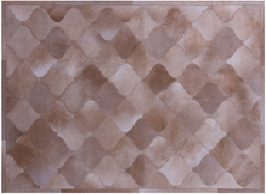 Lantern Tile Light Brown Natural Cowhide Hand Stitched Rug - Manhattan Rugs