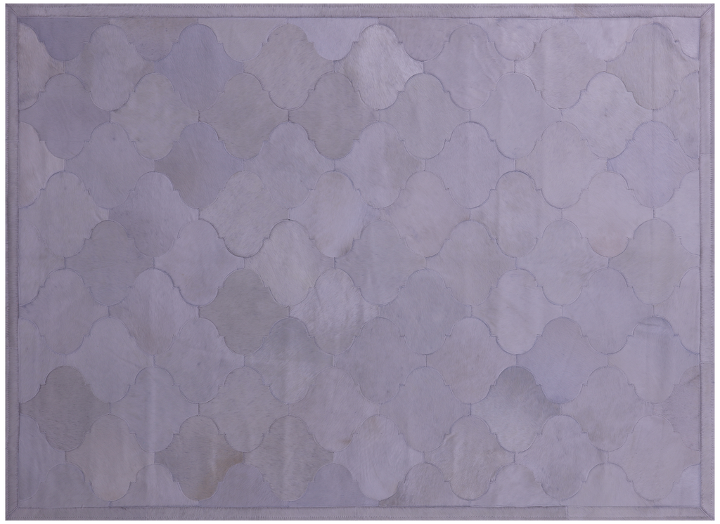 Lantern Tile White Natural Cowhide Hand Stitched Rug - Manhattan Rugs