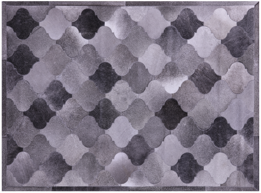 Lantern Tile Grey Natural Cowhide Hand Stitched Rug - Manhattan Rugs