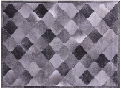 Lantern Tile Grey Natural Cowhide Hand Stitched Rug - Manhattan Rugs