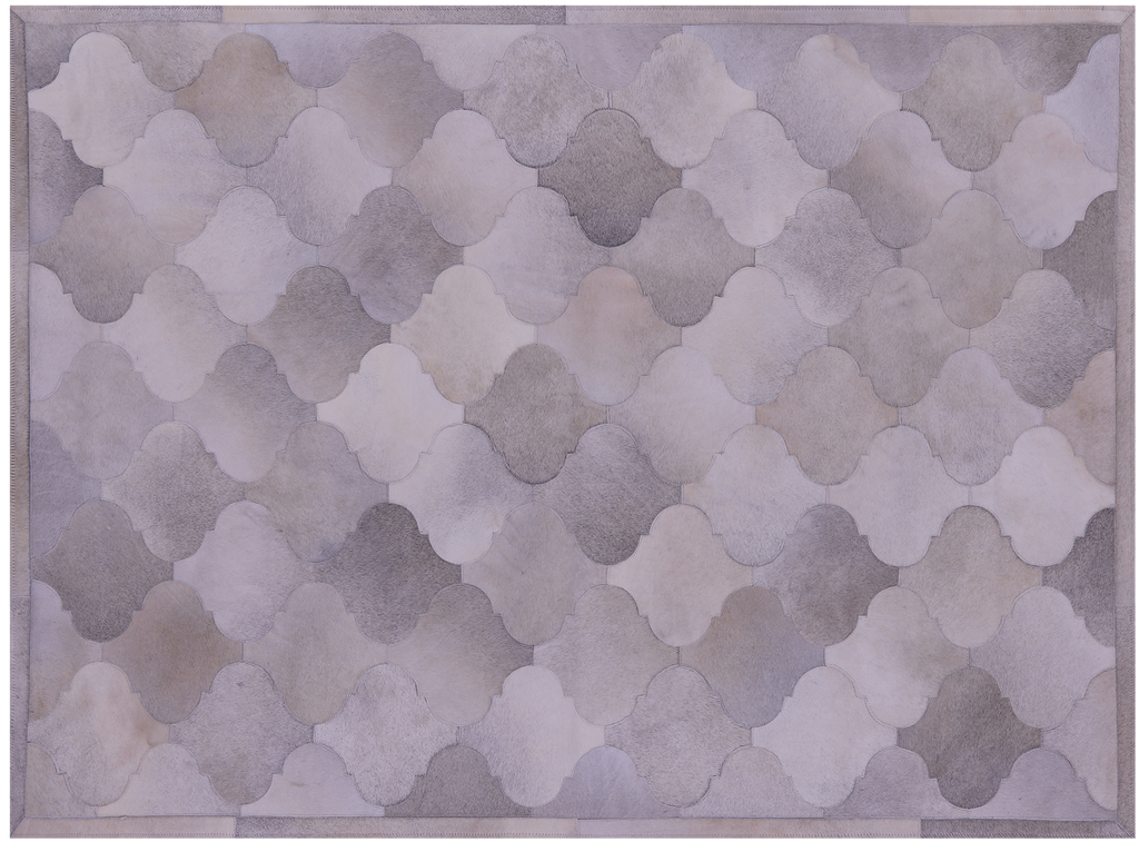 Grey & White Natural Cowhide Hand Stitched Rug - Manhattan Rugs