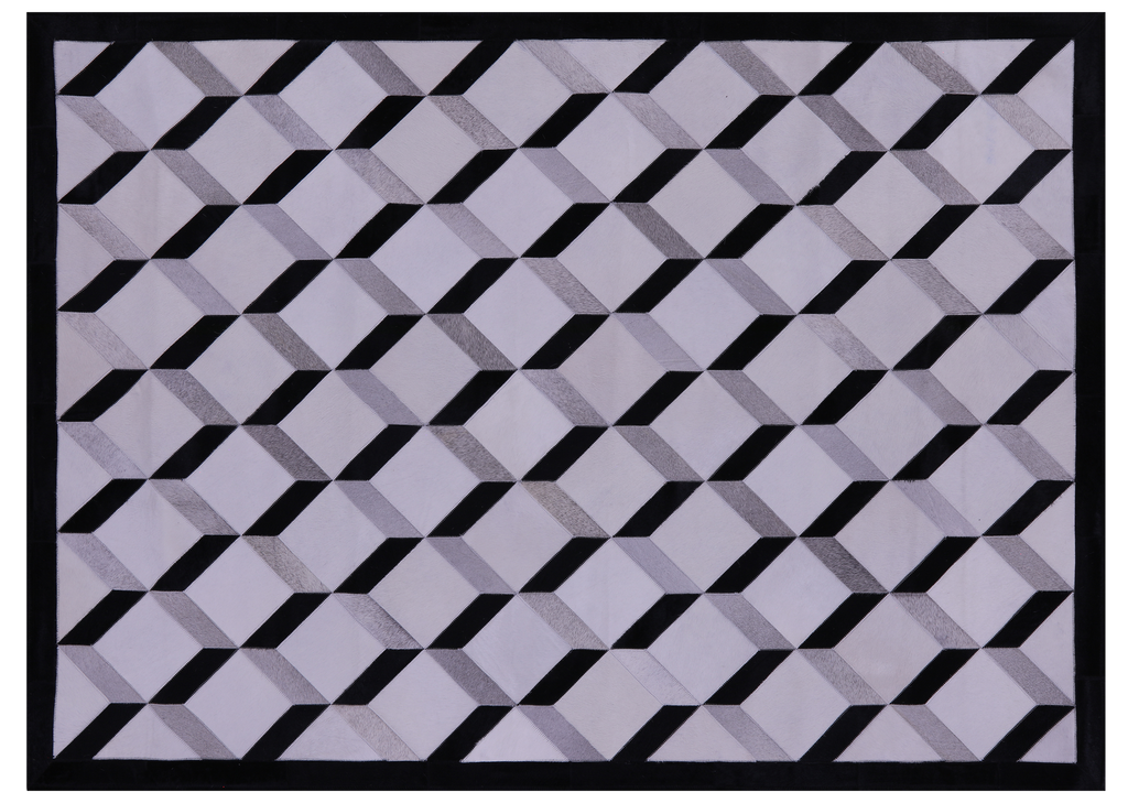 Black & White & Grey Natural Cowhide Hand Stitched Rug - Manhattan Rugs