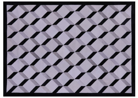 Black & White & Grey Natural Cowhide Hand Stitched Rug - Manhattan Rugs