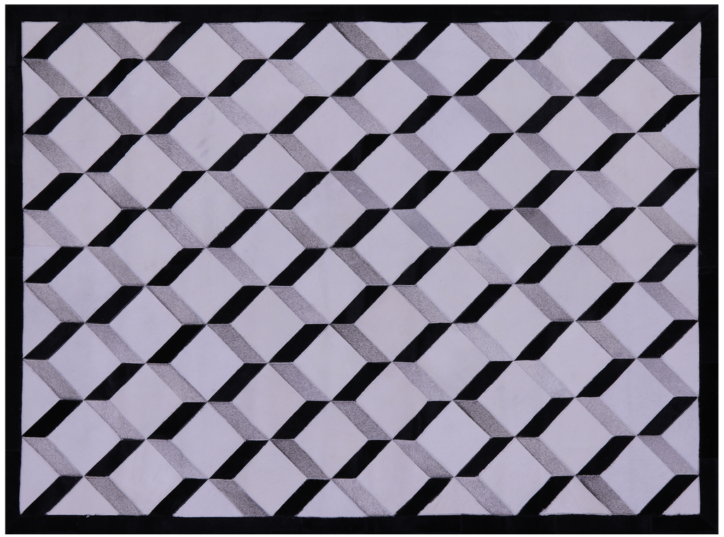 Black & White & Grey Natural Cowhide Hand Stitched Rug - Manhattan Rugs