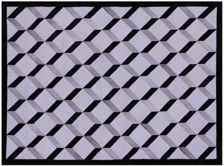 Black & White & Grey Natural Cowhide Hand Stitched Rug - Manhattan Rugs