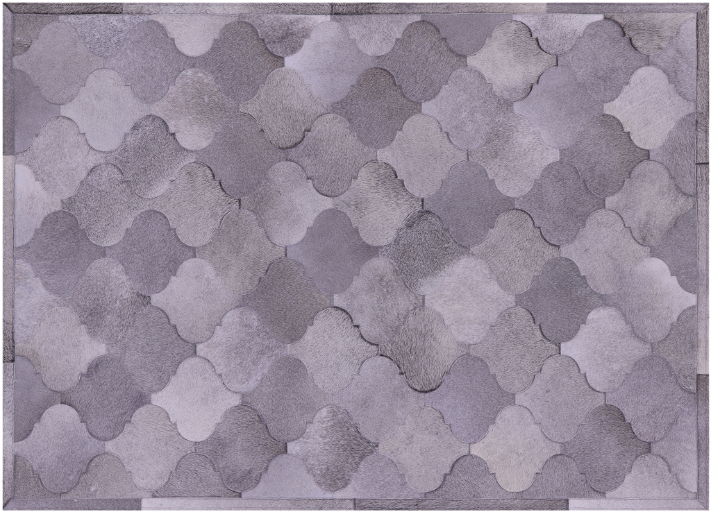 Lantern Tile Grey Natural Cowhide Hand Stitched Rug - Manhattan Rugs