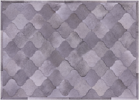 Lantern Tile Grey Natural Cowhide Hand Stitched Rug - Manhattan Rugs