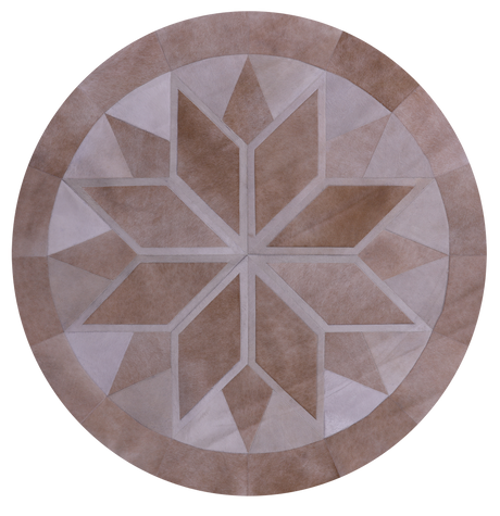 Brown Round Natural Cowhide Hand Stitched Rug - Manhattan Rugs