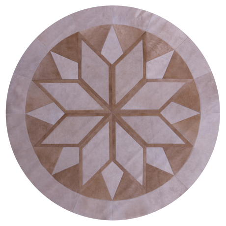 Brown Round Natural Cowhide Hand Stitched Rug - Manhattan Rugs