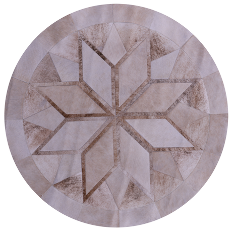 Brown Round Natural Cowhide Hand Stitched Rug - Manhattan Rugs