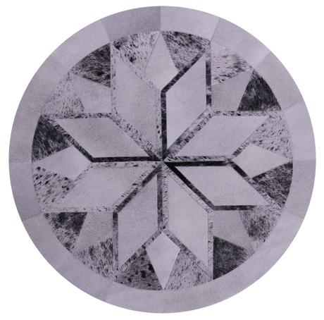 Black Salt & Pepper Round Natural Cowhide Hand Stitched Rug - Manhattan Rugs