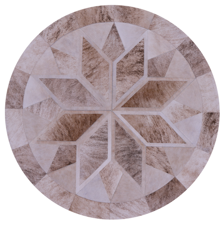 Brown Round Natural Cowhide Hand Stitched Rug - Manhattan Rugs