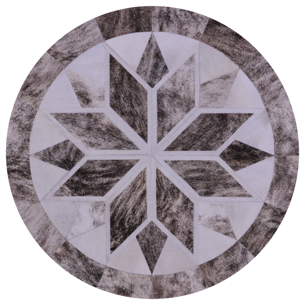 Brindle Round Natural Cowhide Hand Stitched Rug - Manhattan Rugs