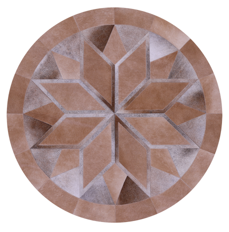 Brown Round Natural Cowhide Hand Stitched Rug - Manhattan Rugs