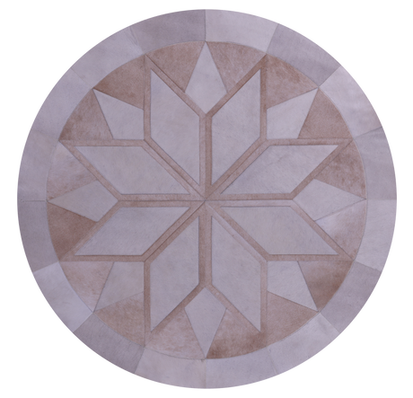 Brown Round Natural Cowhide Hand Stitched Rug - Manhattan Rugs