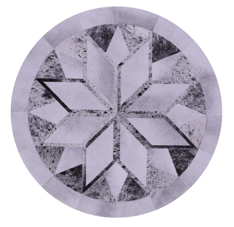 Grey Round Star Salt & Pepper Natural Cowhide Hand Stitched Rug - Manhattan Rugs