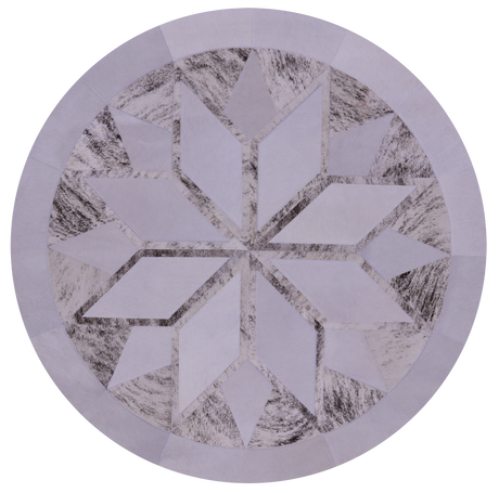 Round Brindle Grey Natural Cowhide Hand Stitched Rug - Manhattan Rugs