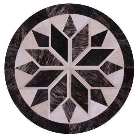 Brown Brindle Round Natural Cowhide Hand Stitched Rug - Manhattan Rugs