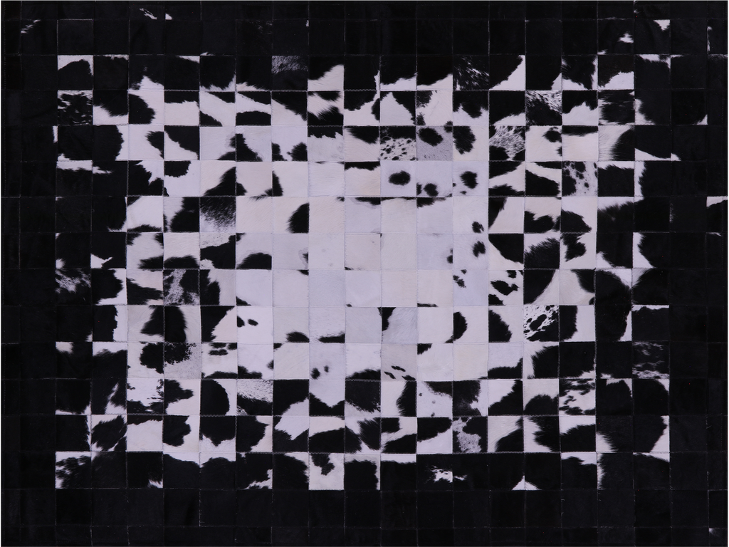 Black & White Natural Cowhide Hand Stitched Rug - Manhattan Rugs