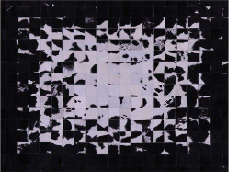 Black & White Natural Cowhide Hand Stitched Rug - Manhattan Rugs