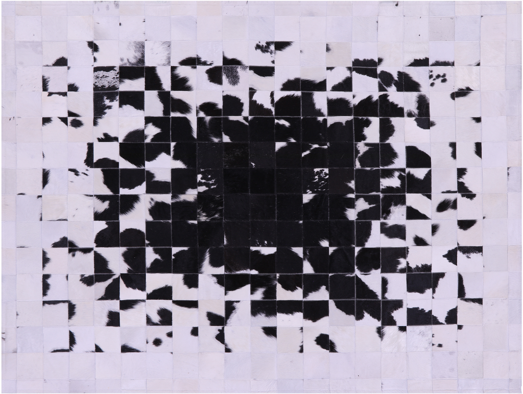 Black & White Natural Cowhide Hand Stitched Rug - Manhattan Rugs