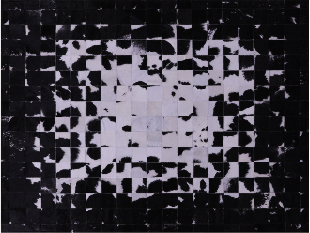 Black & White Natural Cowhide Hand Stitched Rug - Manhattan Rugs