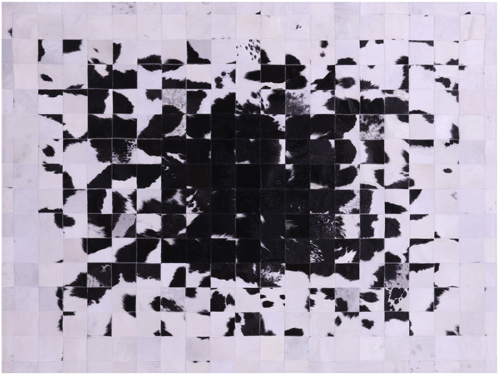 Black & White Natural Cowhide Hand Stitched Rug - Manhattan Rugs