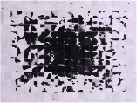 Black & White Natural Cowhide Hand Stitched Rug - Manhattan Rugs
