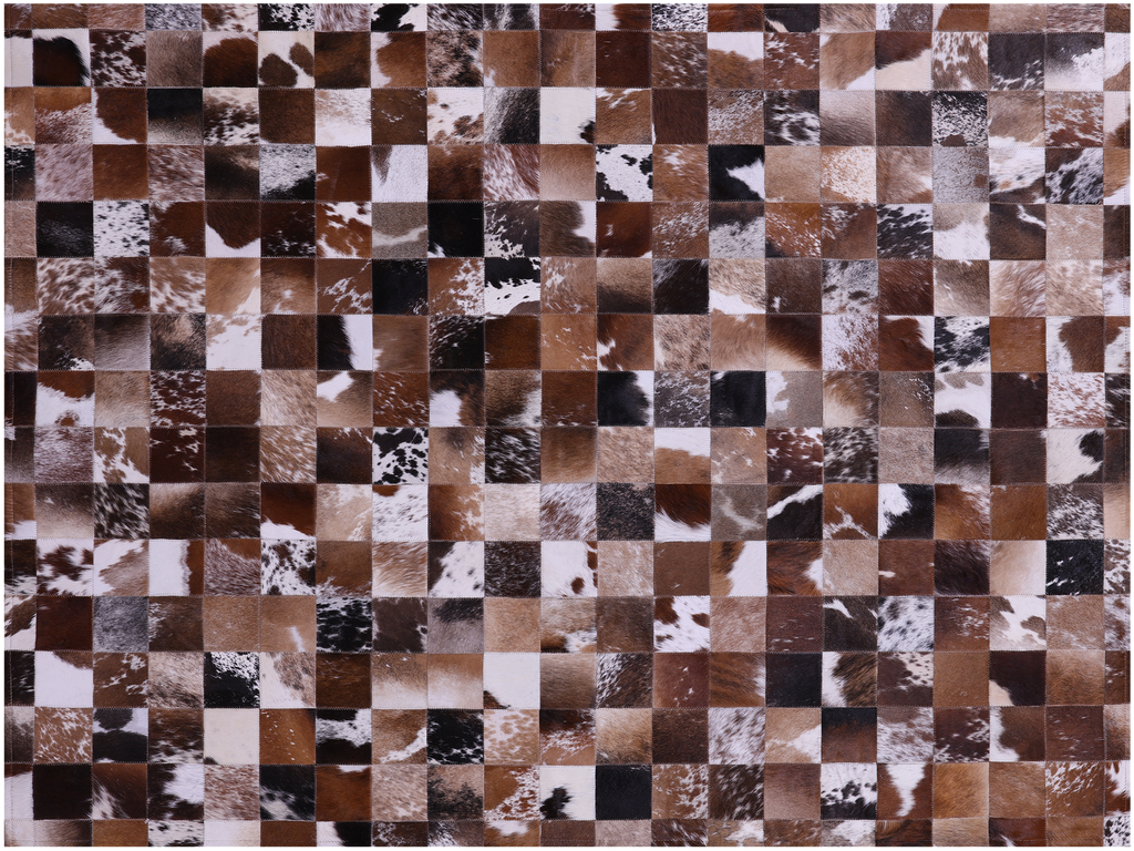Brown & White Natural Cowhide Hand Stitched Rug - Manhattan Rugs