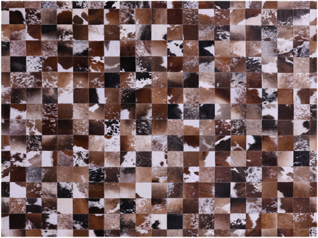 Brown & White Natural Cowhide Hand Stitched Rug - Manhattan Rugs
