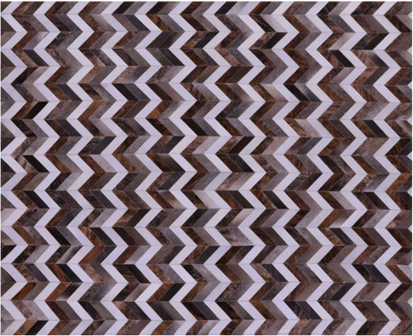 Brown & White Chevron Grey Natural Cowhide Hand Stitched Rug - Manhattan Rugs