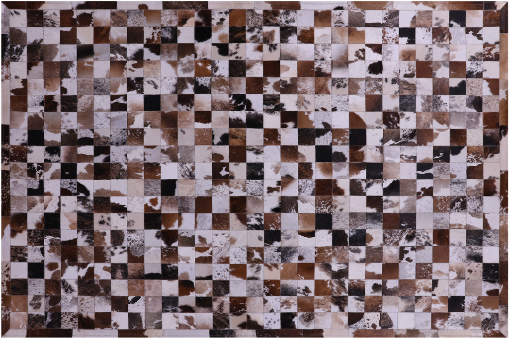 Brown & White Natural Cowhide Hand Stitched Rug - Manhattan Rugs